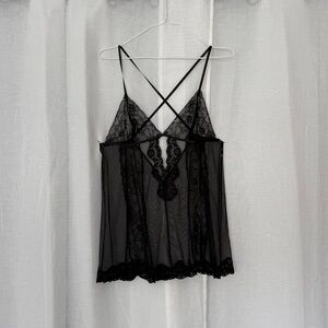 ✨ Sheer Lace Criss Cross Babydoll Top ✨🖤